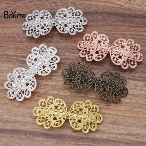 BoYuTe Custom Made (100 Pieces/Lot) 36*75MM Flower Hair Clip Wholesale 6 Colors Plated Vintage European Hair Clip