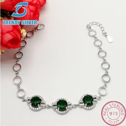 925 sterling silver with cz zirconia braceles bracelet for woman gifts for women femme jewelry jewellery luxury fashion green