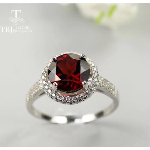Round 9mm 3ct Natural Mozambique Garnet Ring real gemstones 925 sterling silver fine jewelry for women nice gift