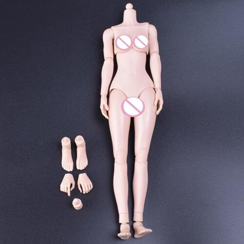 1/6 N002 Scale Female White Skin Mid Breast Body Figure (Rubber Skin Layer) Beautiful Feet Height Plastic Fit 12" Action Figure