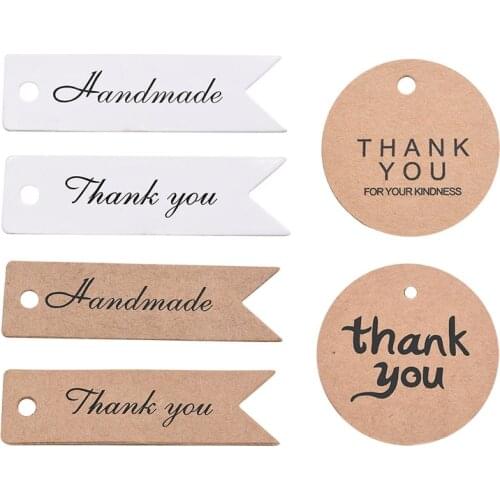100pcs/lot Thank You Tags Swallowtail design Kraft Gift Tag Package Decoration Party Favors Handmade Candy Cookies Bags Label