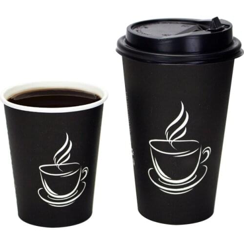 100pcs Disposable cup coffee paper tea cup thick hot drink soy milk cup takeaway packaging with lid kitchen supplies