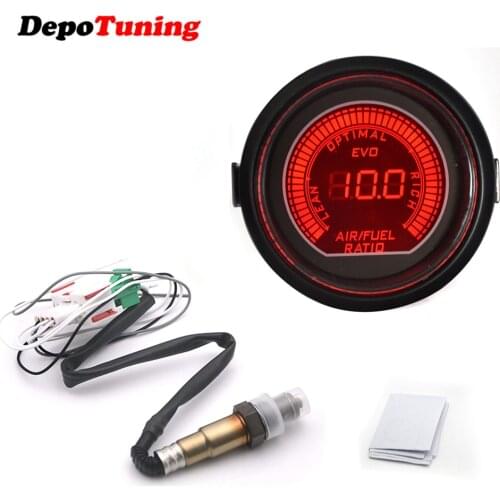2"52mm Digital Air Fuel Ratio Gauge Red&Blue Dual Led With Narrowband O2 Oxygen Sensor Car Gauge Fit for 12V Car OEM: 0258006028