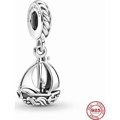 2021 New Ocean Series Sail Boat Dangle Charm Beads fit Original Pandora Charms Silver 925 Bracelet DIY Women Jewelry