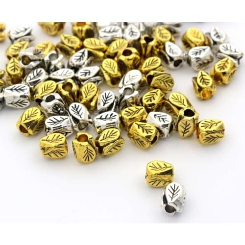50pcs Mixed Tibetan Silver Gold Flower leaf Spacer Loose Metal Beads For Jewelry Making Diy Bracelet Accessories Wholesale