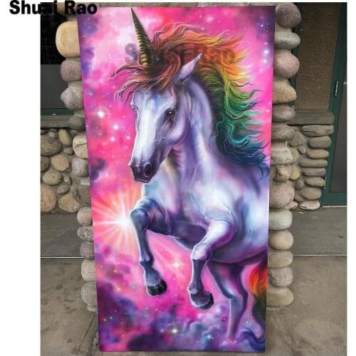 60x120 Beautiful unicorn 5d diy diamond painting 3d Diamond mosaic full square round resin Animal landscape New arrivals sale