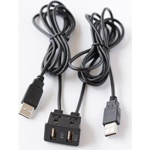 Biurlink 150CM Car Dual USB Adapter Auto Extension USB Charging Audio Adapter for Toyota Honda for iPhone Android Smartphone