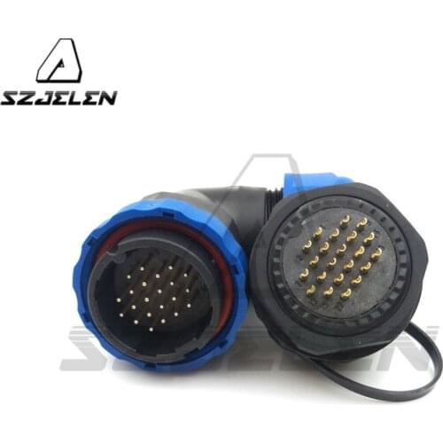 D28TA-ZM, 90 degree elbow waterproof connector 22pin plug and socket , IP67 , Current Rating 5A
