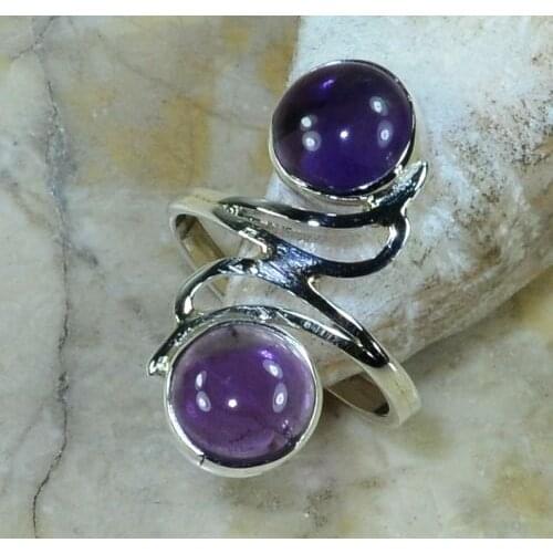 Hand make Nature Amethyst Ring 100% 925 Sterling Silver Jewelry, 4.1G, Size:5 , Gift BOX