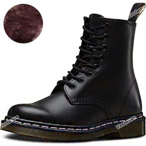 Leather Lover Unisex Men Leather Boots With Fur Warming Shoes Man Couple Ladies Ankle Boots Larger Size Women Winter Boots