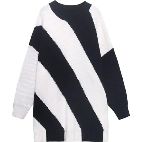 Lxury 2021 Spring New Fashion Striped Knitting CE Woman Sweater O-Neck Plus Size Long Plus Size Loose Sicilian Fashion Female