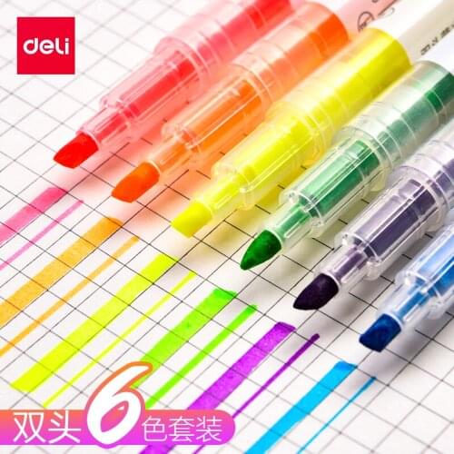 Highlighter Pens, Double-Headed Multifunctional Pen Highlighter 6 Colors