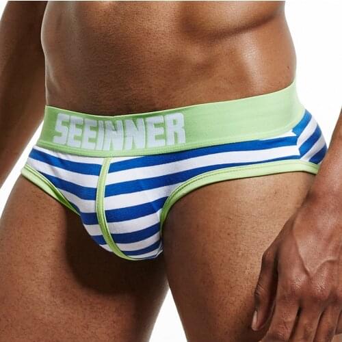 Fashion Underwear Men Briefs Cotton Striped Briefs Men Sexy Underwear Briefs Striped Underpants Male Panties