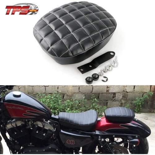 Motorcycle Black Passenger Rear Seat Pad Leather Pillow for Harley Sportster XL 1200 883 72 48 Forty-eight 2010-2015 X48 X-48