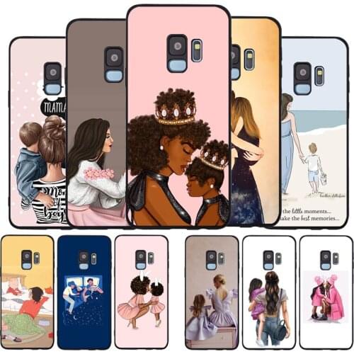 Mom and baby Soft Case For Samsung S20 S10 S9 S8 S7 S6 EDGE Plus Lite For Note 8 9 10 Cover A7 A8 A9 black Cases