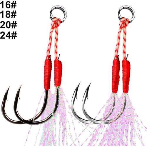 5pcs Fishing Hooks Set Barbed Single Circle Carp Hook With Thread Feather Roped Sea Fishinhook Fly Fishing Tackle 2 Hooks