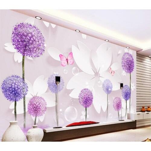 Wallpaper murals 3d Romantic dandelion 3D TV backdrop wallpapers for living room Home Decoration