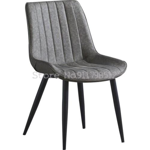 Nordic Dining Chair Home Modern Simple Restaurant Net Red Light Luxury Makeup Chair Negotiation Back Chair Iron Leather Chair