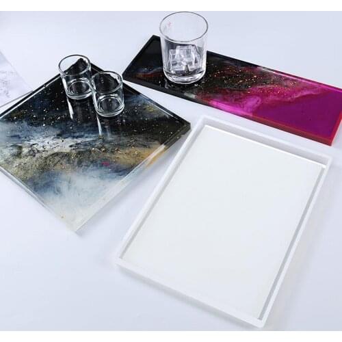 Big Size Geometric Tray Resin Mold Round Square Rectangular Cement Decor Tray Mold Home Storage Tray Epoxy Resin Crafts