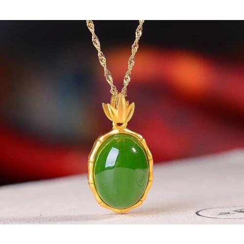 S925 Sterling Silver Natural Hetian Jade Green Jade Bamboo Joint Pendant All-Matching Elegant High-Grade Versatile Classic Jewel