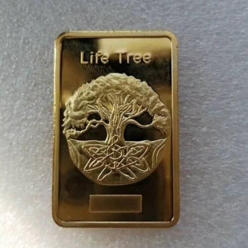 Tree of Life Retail Rare 1 OZ. Pure Gold Plated bar Layered Ingot Bullion Bars coin