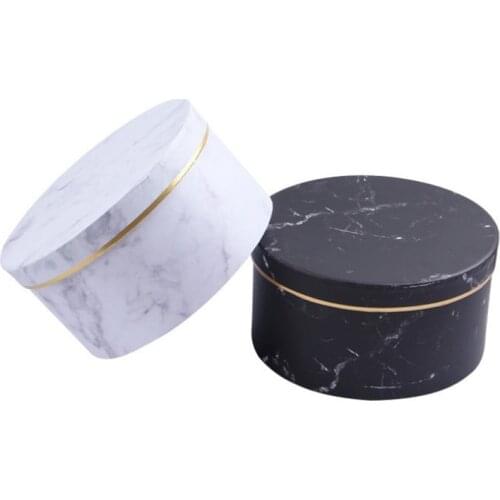 Christmas Creative Simple Marble Style Gift Box Florist Hat Boxes Gift Bag Candy Box Packaging Flowers Gifts Party Supplies
