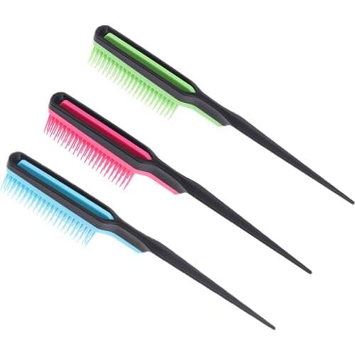 Bristle Teasing Brush with Tail Handle for Back Brushing, Back Combing, Creating Volume Small & Compact
