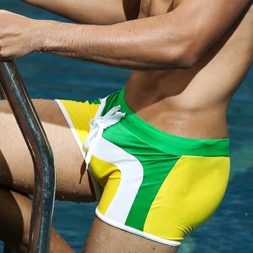 2021 New Mens Beach Swimming Trunks for The Sea Boxer Briefs Three-color Stitching Shorts Husband Beach Swimming Pool Surfer