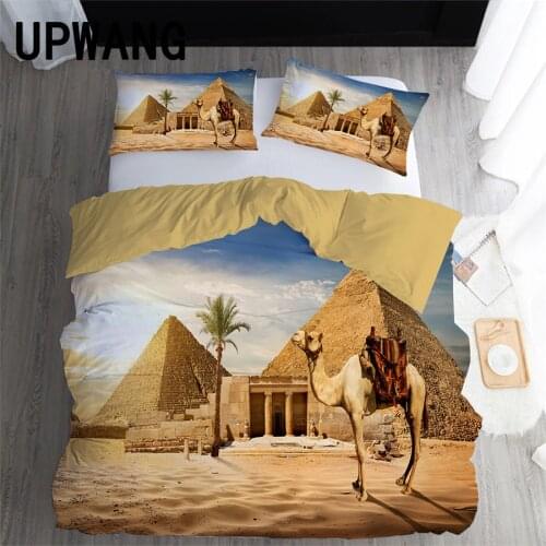 UPWANG 3D Bedding Set Egyptian Pyramids Printed Duvet/Quilt Cover Set Bedcloth with Pillowcase Bed Set Home Textiles