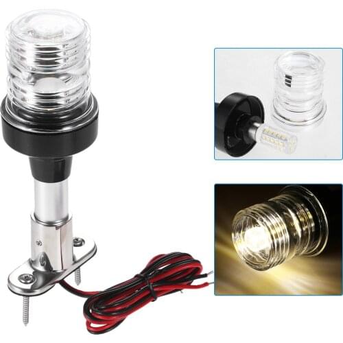 8" White Light LED Marine Boat Navigation Light Yacht Waterproof Stern Anchor Light DC12~24 V Sailing Signal Light 4000~4500K