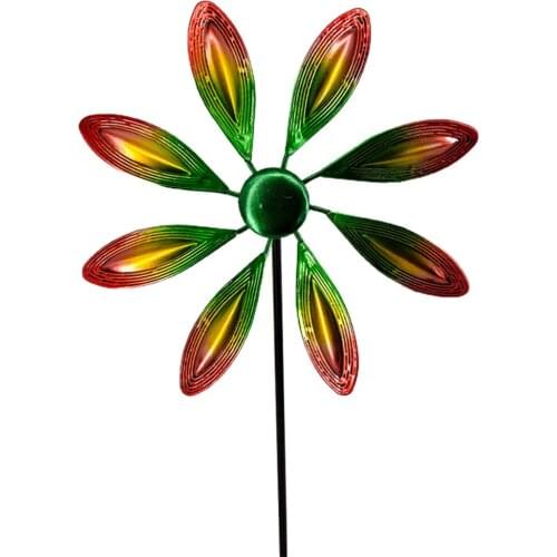 Revolving Windmill Wreath Rainbow Windmills Pinwheel DIY Handmade Rust-Proof Multi Color Waterproof Outdoor Garden Decoration