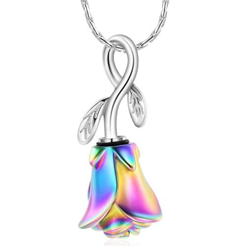 Cremation Jewelry Rose Flower Urn Necklace for Ashes Stainless Steel Ashes Memorial Jewelry for Loved One