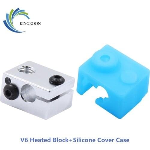 KINGROON 3D Printer Parts Socks V6 Protective Silicon Cover Case+V6 Heated Block Kit E3D V6 Heating Block and Case