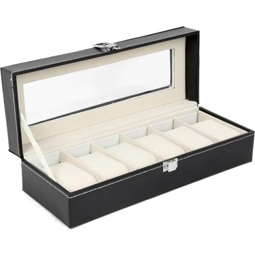 Hot Sale 6 Grids PU Leather Watch Box Jewelry Storage Case Watch Display Box caja reloj