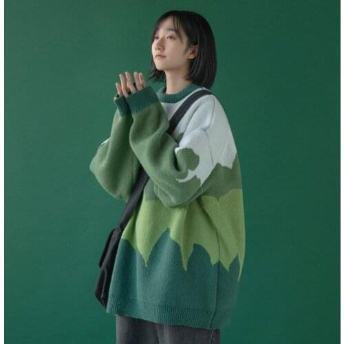 2021 New autumn/winter sweater women loose outer wear round collar top