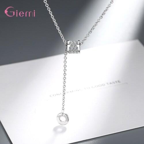 Free Shipping Genuine 925 Sterling Silver Pendant Necklaces Bright Crystal Bridal Necklaces New Women Girls Fashion Jewelry