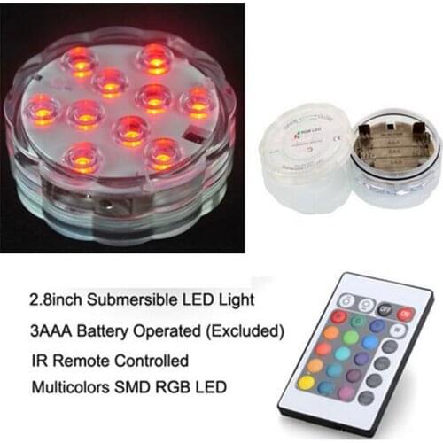 1pc/lot Submersible Candle Waterproof Multicolor Vase Base light 10 LED Wedding Party Decoration Centerpiece Lights + Remote