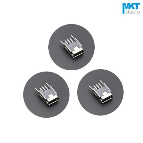 100Pcs Black 5 Pins 5P Mini USB Flat Female USB PCB Connector Socket Jack Plug With Straight Fixed Leg