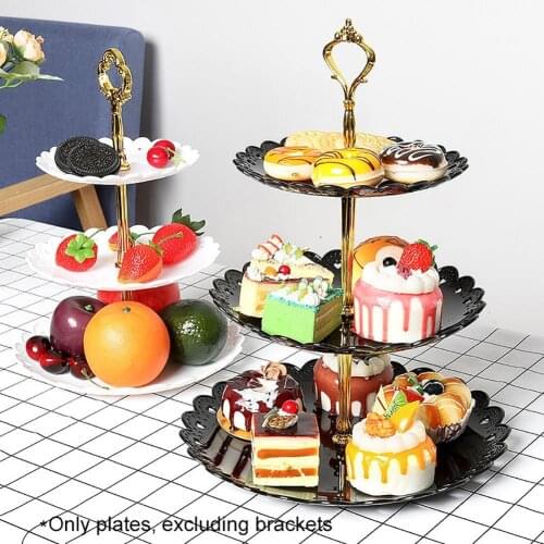 3 Tier Plastic Cake Stand Afternoon Tea Wedding Plates Party Dessert Plate Fruits Storage Rack Tableware Holder Plates For Food