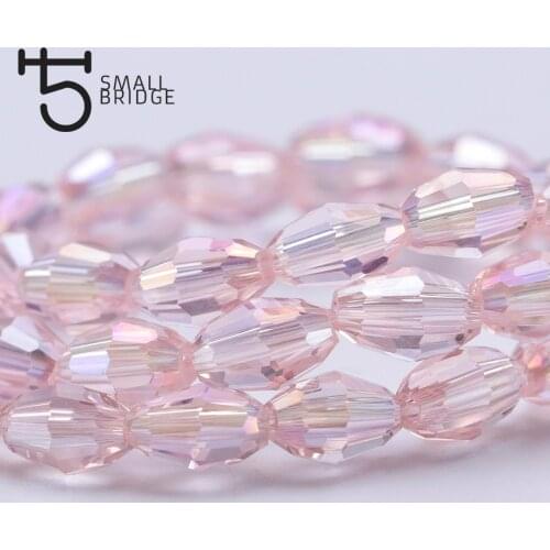 4*6mm Czech Pink Glass Oval Rice Beads for Jewelry Making Women Diy Decorative Loose Faeted Crystal Beads Wholesale Y105