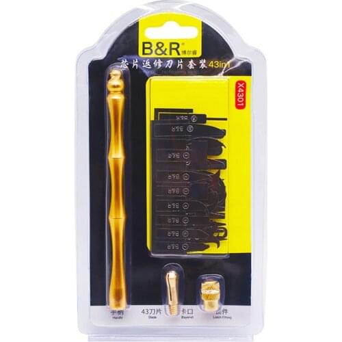 43 In 1 Blade Set CPU NAND IC Chip Glue Remover Untra Thin Edge Scrapper for Phone A9 A10 A11 A12 A12 Motherboard BGA Repair
