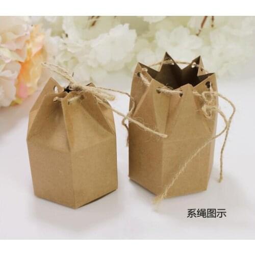 50 pcs/set hexagon craft gift candy box Christmas Valentines gift packaging paper box Kraft Paper package cardboard box lantern