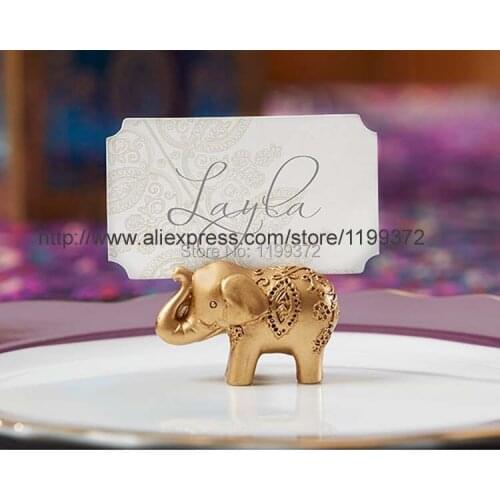 500pcs Golden Gold Lucky Elephant Place Card Holder Holders Name Number Table Place Wedding Favor Gift Unique Party Favors