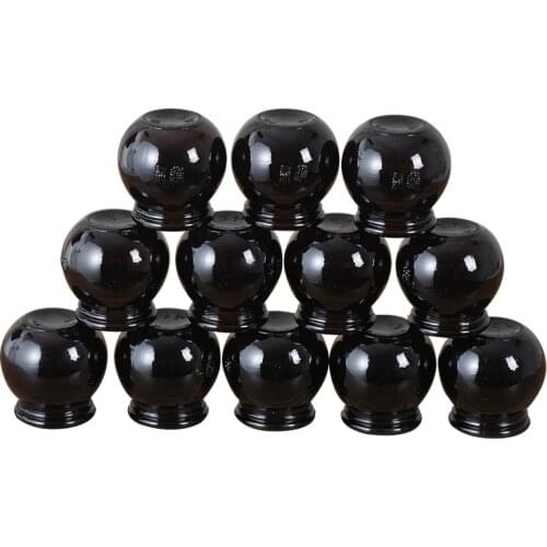 6 piece Diameter 5.8 Cm Chinese Traditional Massage Cup Thick Brown Vacuum Explosion-proof Glass Cupping Weight Loss Fire Jar