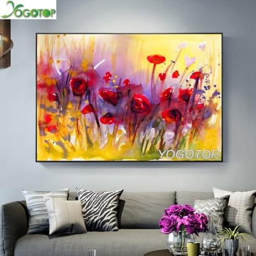Watercolor Poppy Flower Wall Art Diy Diamond Painting 5D Mosaic Cross Stitch Full Diamond Embroidery puzzle Abstract YY2326