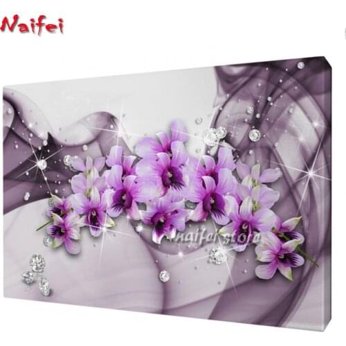 Diamond Painting Flower Landscape Rhinestones Abstract Modern Orchid Diamond Mosaic Full Display Home Decor Diamond Embroidery