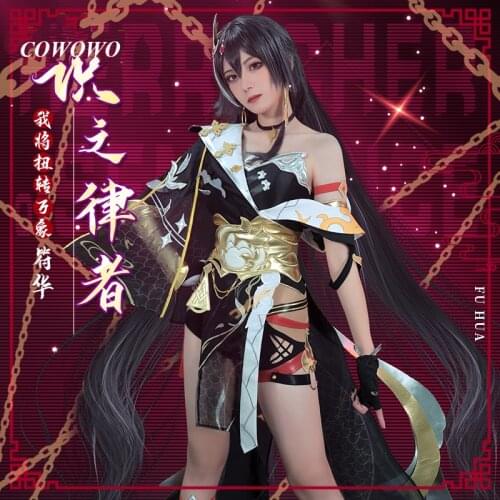 Anime!Honkai Impact 3 Fu Hua Battle Suit Noble Gorgeous Domineering Uniform Cosplay Costume Halloween Party Role Play Outfit NEW