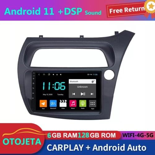 For Honda Civic Hatchback Right 2006 - 2011 Car Radio Stereo GPS Navigator Autoradio 2Din Android 11 Bluetooth Multimedia Player