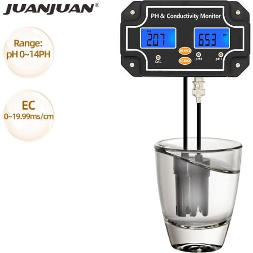 2 in 1 PH/EC Conductivity Meter pH/EC-2681 Digital Monitor Water Quality Continuous Monitoring Double Display Tester 40% off