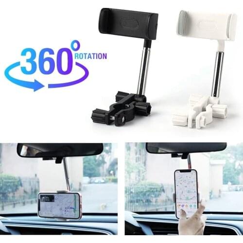 Rearview Mirror Phone Holder Universal Rotating Retractable Car Phone Holder Car Accessories for Phone JR Deals